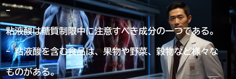 粘液酸を含む食品の例の要点まとめ