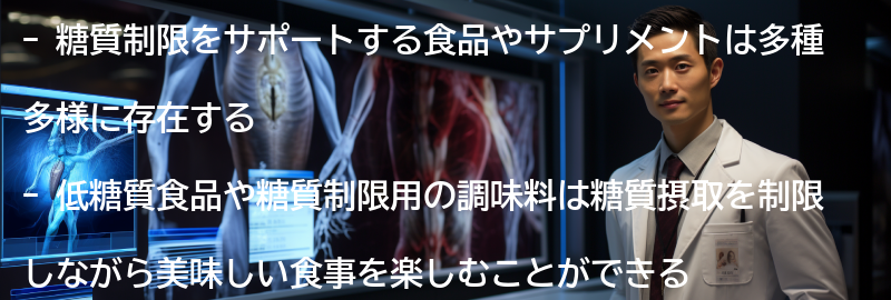 糖質制限をサポートする食品やサプリメントの紹介の要点まとめ
