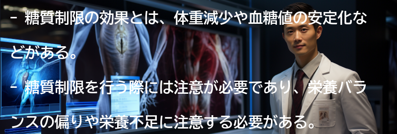 糖質制限の効果と注意点の要点まとめ