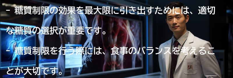 糖質制限の効果を最大限に引き出すためのアドバイスの要点まとめ