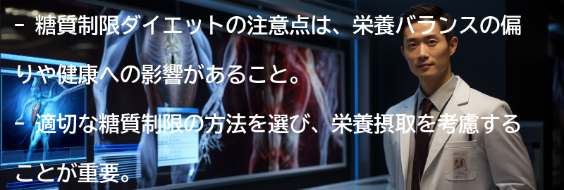 糖質制限ダイエットの注意点の要点まとめ