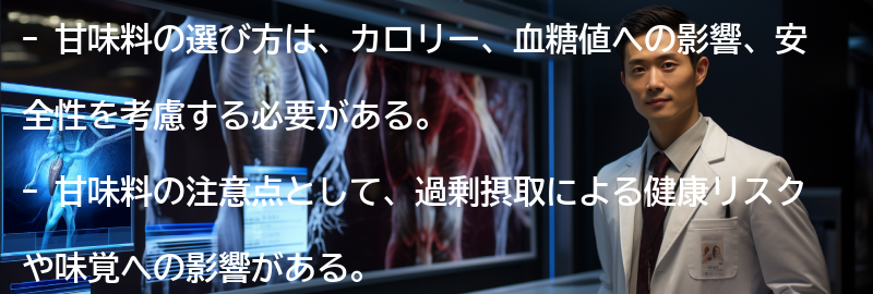 甘味料の選び方と注意点の要点まとめ