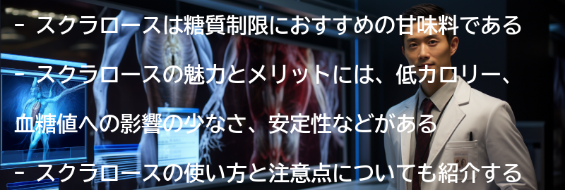 スクラロースの魅力とメリットの要点まとめ