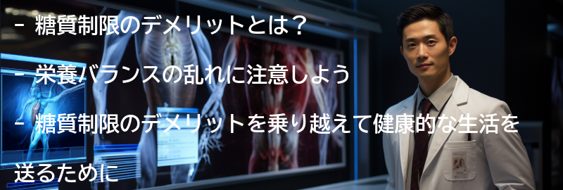 糖質制限のデメリットを乗り越えて健康的な生活を送るためにの要点まとめ