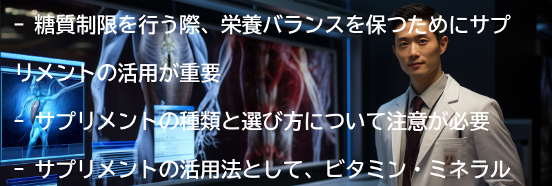 糖質制限を行う際のサプリメントの活用法の要点まとめ