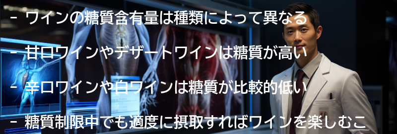 ワインの糖質含有量の要点まとめ